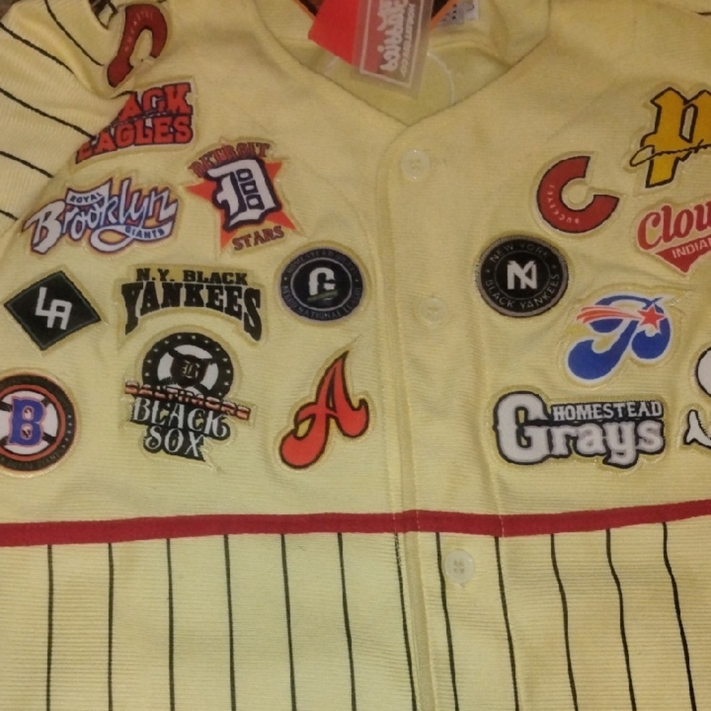 Cream/Burgundy Authentic Negro League Baseball Jersey With It's Team Patches